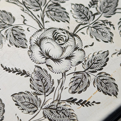 1897 British antique sterling silver card case with Japonism decoration, 75g, Mappin & Webb